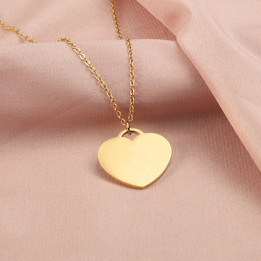 10pcs lot 304 Type Mirror Polish Stainless Steel 20mm 25mm Heart Pendant Fashion Women Jewelry Necklace