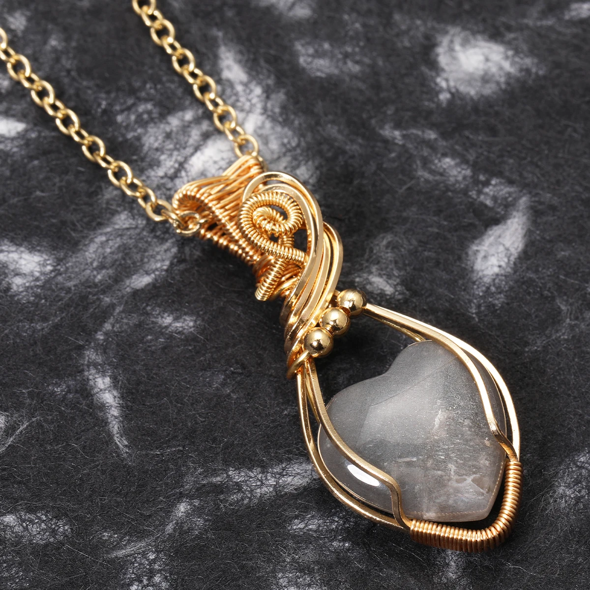 Women's Natural Gemstone Necklace Pendant Moonstone Handmade Copper Stainless Steel Necklace collier Pierre Naturelle Women's Natural Gemstone Necklace Pendant Moonstone Handmade Copper Stainless Steel Necklace collier Pierre Naturelle