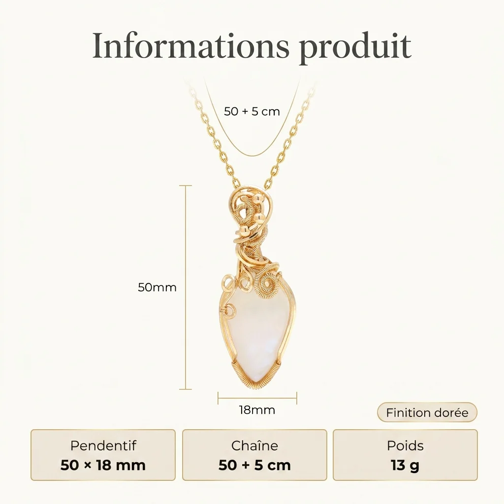 Women’s Natural Gemstone Necklace Pendant Moonstone Handmade Copper Stainless Steel Necklace collier Pierre Naturelle Women's Natural Gemstone Necklace Pendant Moonstone Handmade Copper Stainless Steel Necklace collier Pierre Naturelle
