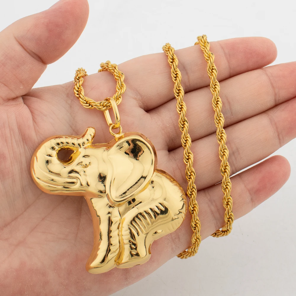 Africa Map Pendant Gold Color 60cm Necklaces for Women Men African Maps Jewelry High Quality Unique Elephants Leopards Jewellry