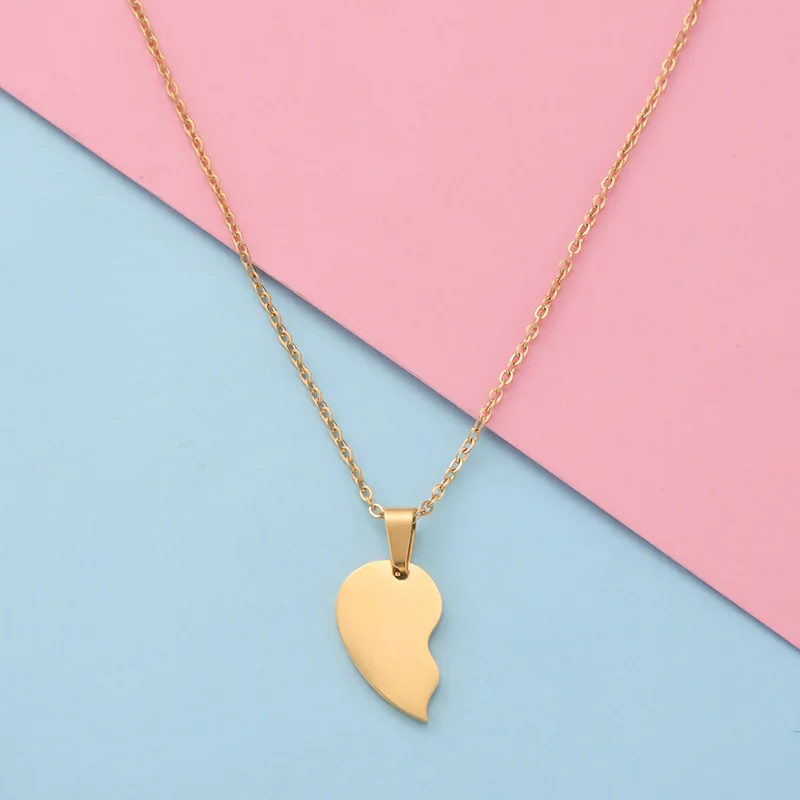10 pcs Broken Heart Stitching Pendant Necklace For Women Men Mirror Polish Stainless Steel Heart DIY Couple Necklaces 10 pcs Broken Heart Stitching Pendant Necklace For Women Men Mirror Polish Stainless Steel Heart DIY Couple Necklaces