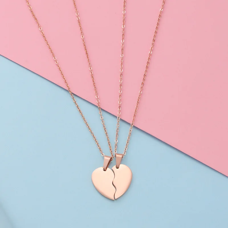 10 pcs Broken Heart Stitching Pendant Necklace For Women Men Mirror Polish Stainless Steel Heart DIY Couple Necklaces 10 pcs Broken Heart Stitching Pendant Necklace For Women Men Mirror Polish Stainless Steel Heart DIY Couple Necklaces