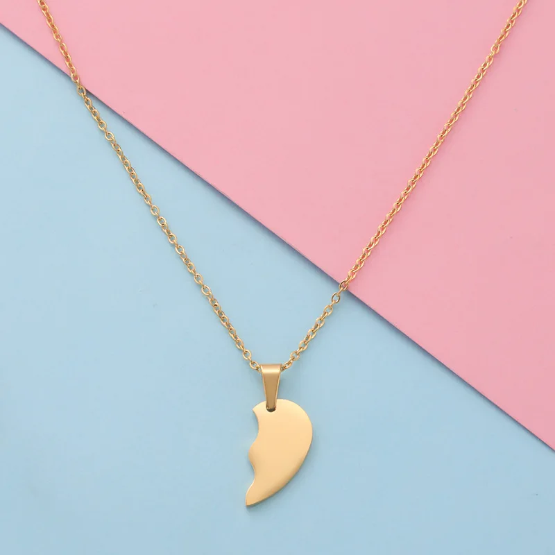 10 pcs Broken Heart Stitching Pendant Necklace For Women Men Mirror Polish Stainless Steel Heart DIY Couple Necklaces 10 pcs Broken Heart Stitching Pendant Necklace For Women Men Mirror Polish Stainless Steel Heart DIY Couple Necklaces