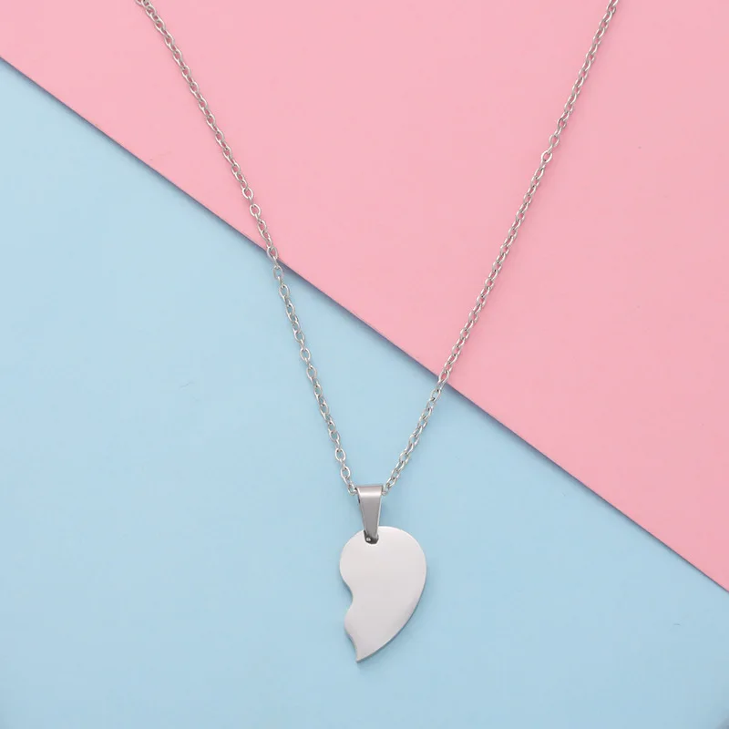 10 pcs Broken Heart Stitching Pendant Necklace For Women Men Mirror Polish Stainless Steel Heart DIY Couple Necklaces 10 pcs Broken Heart Stitching Pendant Necklace For Women Men Mirror Polish Stainless Steel Heart DIY Couple Necklaces