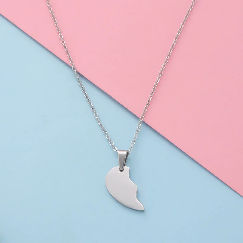 10 pcs Broken Heart Stitching Pendant Necklace For Women Men Mirror Polish Stainless Steel Heart DIY Couple Necklaces 10 pcs Broken Heart Stitching Pendant Necklace For Women Men Mirror Polish Stainless Steel Heart DIY Couple Necklaces