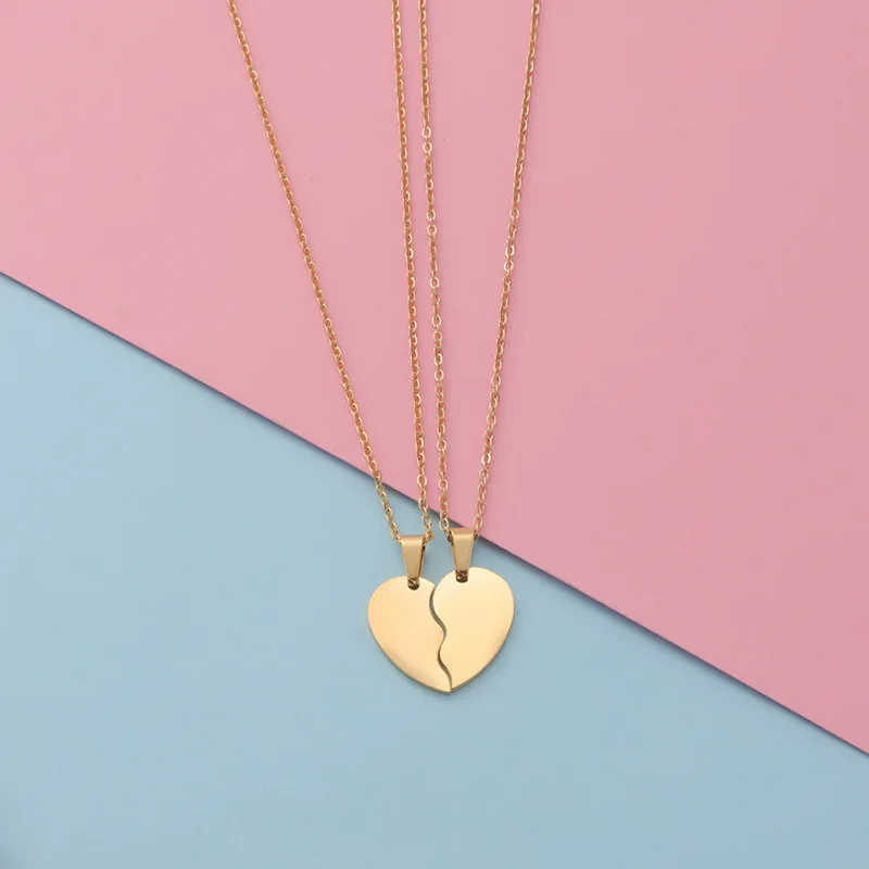 10 pcs Broken Heart Stitching Pendant Necklace For Women Men Mirror Polish Stainless Steel Heart DIY Couple Necklaces 10 pcs Broken Heart Stitching Pendant Necklace For Women Men Mirror Polish Stainless Steel Heart DIY Couple Necklaces