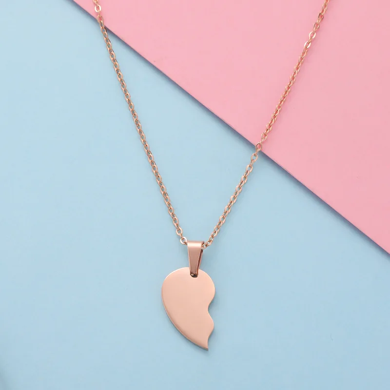 10 pcs Broken Heart Stitching Pendant Necklace For Women Men Mirror Polish Stainless Steel Heart DIY Couple Necklaces 10 pcs Broken Heart Stitching Pendant Necklace For Women Men Mirror Polish Stainless Steel Heart DIY Couple Necklaces