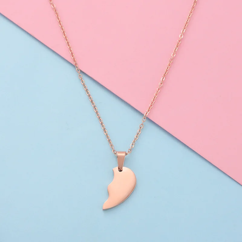 10 pcs Broken Heart Stitching Pendant Necklace For Women Men Mirror Polish Stainless Steel Heart DIY Couple Necklaces 10 pcs Broken Heart Stitching Pendant Necklace For Women Men Mirror Polish Stainless Steel Heart DIY Couple Necklaces