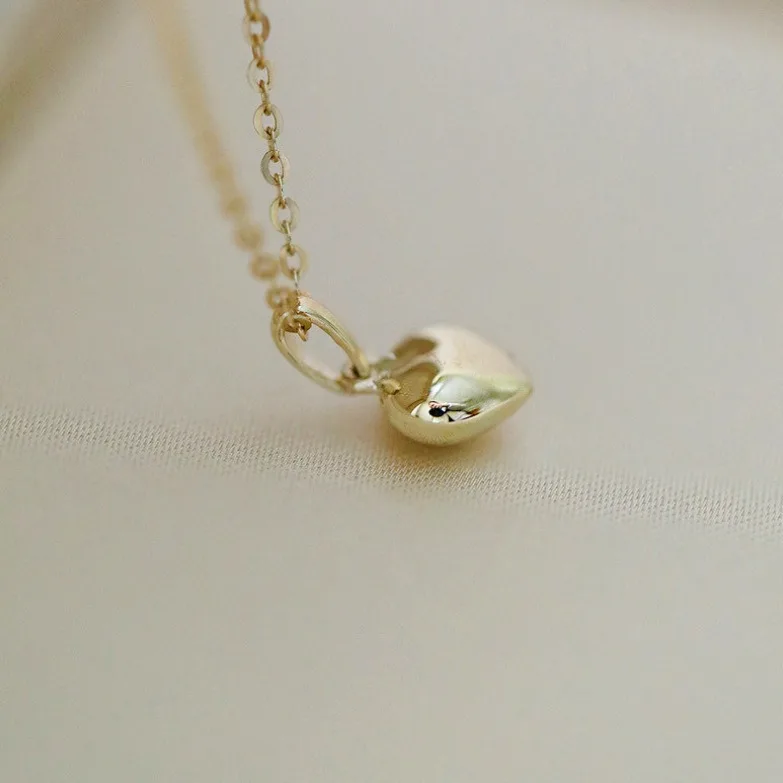Jkeli S925 Sterling Silver 14K Gold Plated Heart Necklace 3D Heart Pendant Clavicle Chain Gift for Ladies Jkeli S925 Sterling Silver 14K Gold Plated Heart Necklace 3D Heart Pendant Clavicle Chain Gift for Ladies