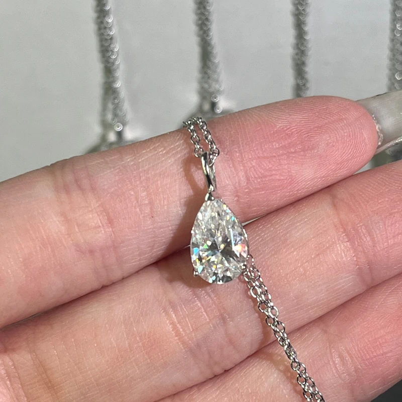 1-3ct Marquise Princess Emerald Pear Cut Women Moissanite Necklace Original 925 Sterling Silver Moissanite Diamond Jewelry Daily