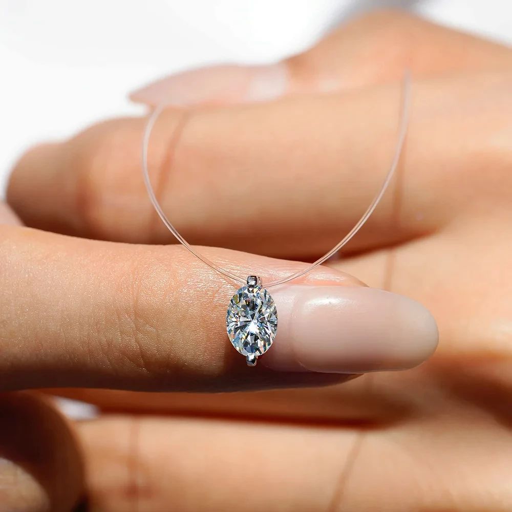 1-3ct Marquise Princess Emerald Pear Cut Women Moissanite Necklace Original 925 Sterling Silver Moissanite Diamond Jewelry Daily
