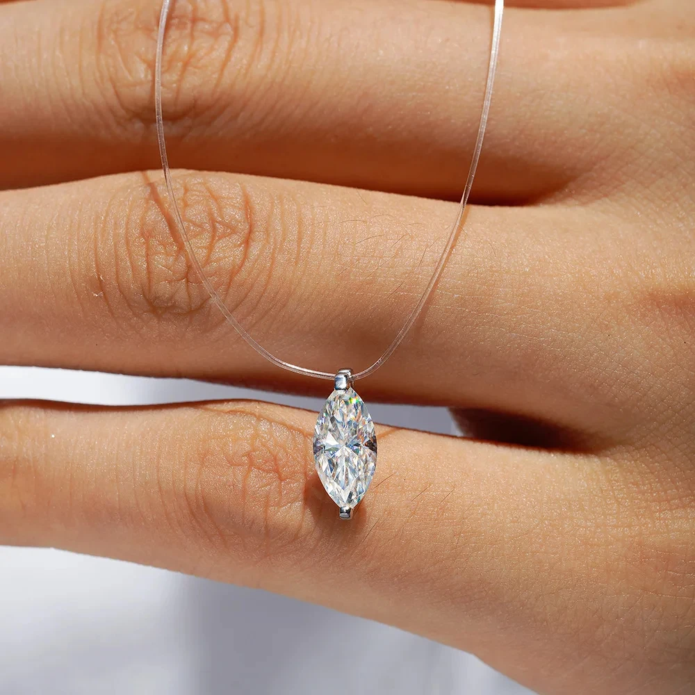 1-3ct Marquise Princess Emerald Pear Cut Women Moissanite Necklace Original 925 Sterling Silver Moissanite Diamond Jewelry Daily