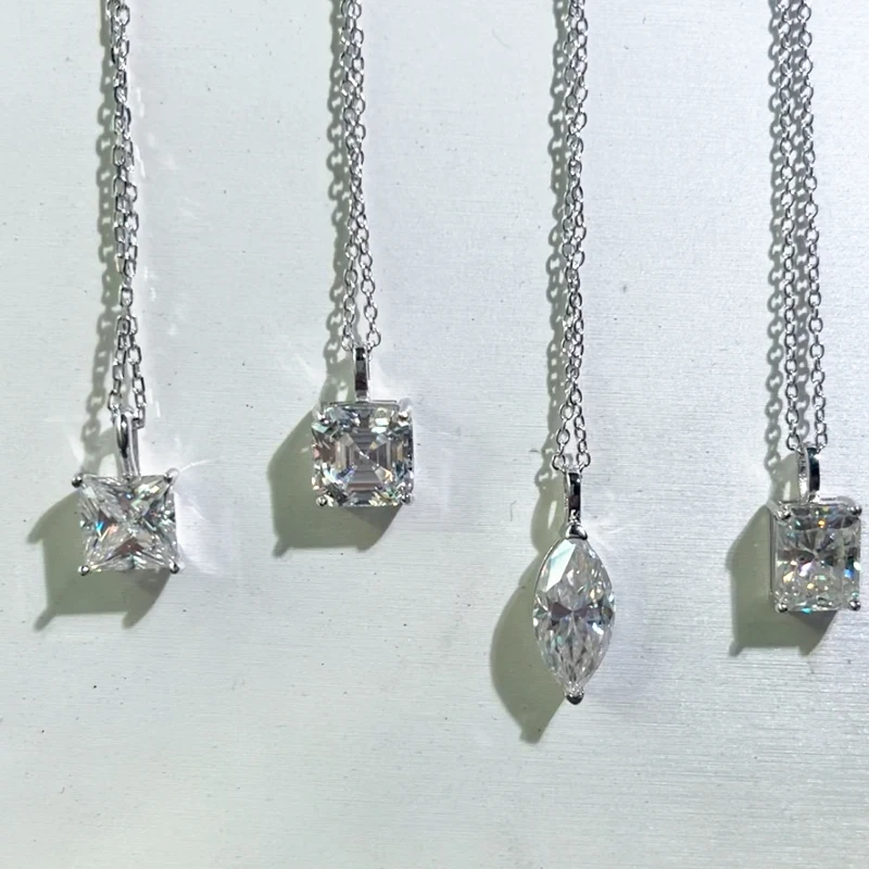 1-3ct Marquise Princess Emerald Pear Cut Women Moissanite Necklace Original 925 Sterling Silver Moissanite Diamond Jewelry Daily