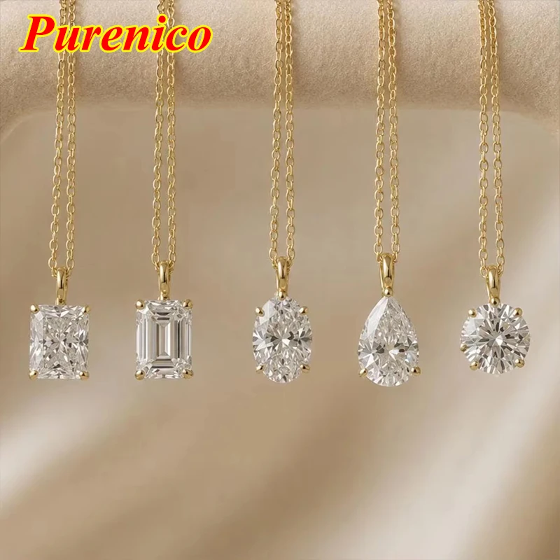 1-3ct Marquise Princess Emerald Pear Cut Women Moissanite Necklace Original 925 Sterling Silver Moissanite Diamond Jewelry Daily 1-3ct Marquise Princess Emerald Pear Cut Women Moissanite Necklace Original 925 Sterling Silver Moissanite Diamond Jewelry Daily