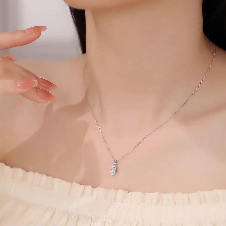 1-3ct Marquise Princess Emerald Pear Cut Women Moissanite Necklace Original 925 Sterling Silver Moissanite Diamond Jewelry Daily
