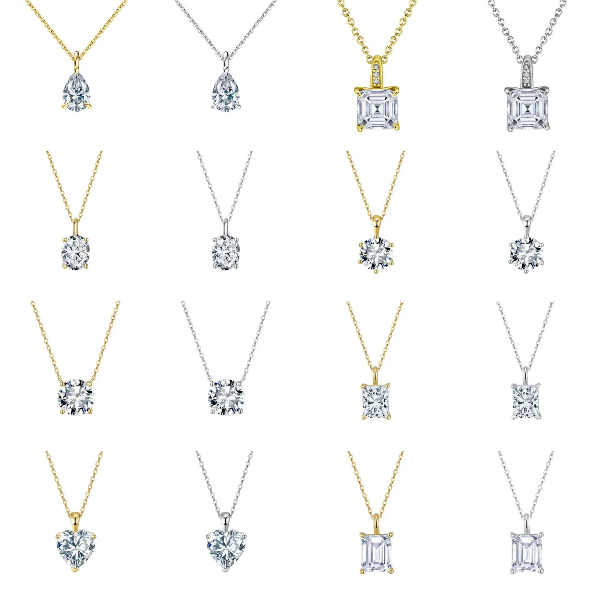 1-3ct Marquise Princess Emerald Pear Cut Women Moissanite Necklace Original 925 Sterling Silver Moissanite Diamond Jewelry Daily