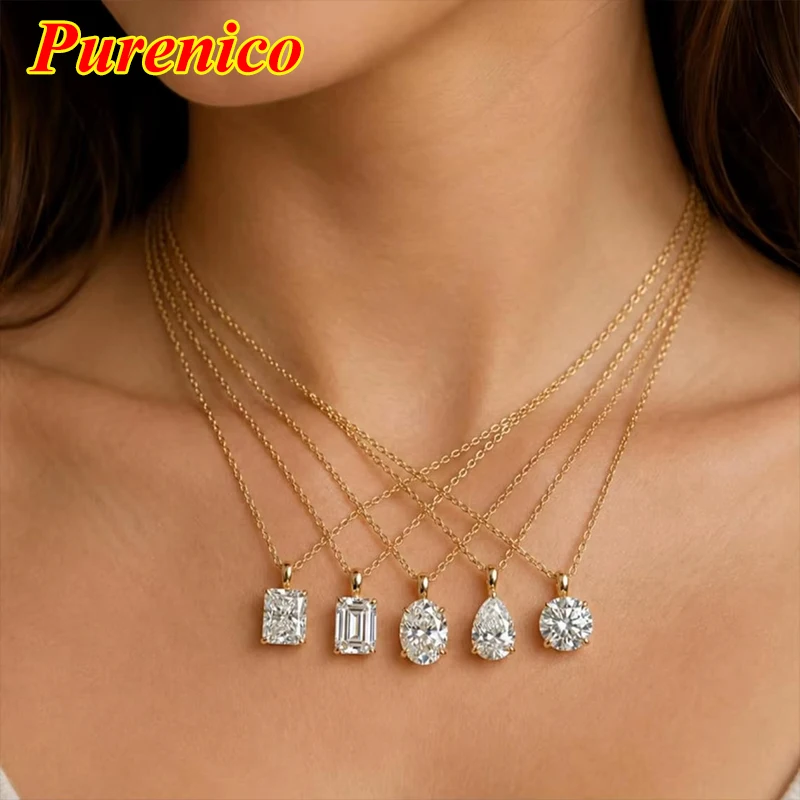1-3ct Marquise Princess Emerald Pear Cut Women Moissanite Necklace Original 925 Sterling Silver Moissanite Diamond Jewelry Daily 1-3ct Marquise Princess Emerald Pear Cut Women Moissanite Necklace Original 925 Sterling Silver Moissanite Diamond Jewelry Daily