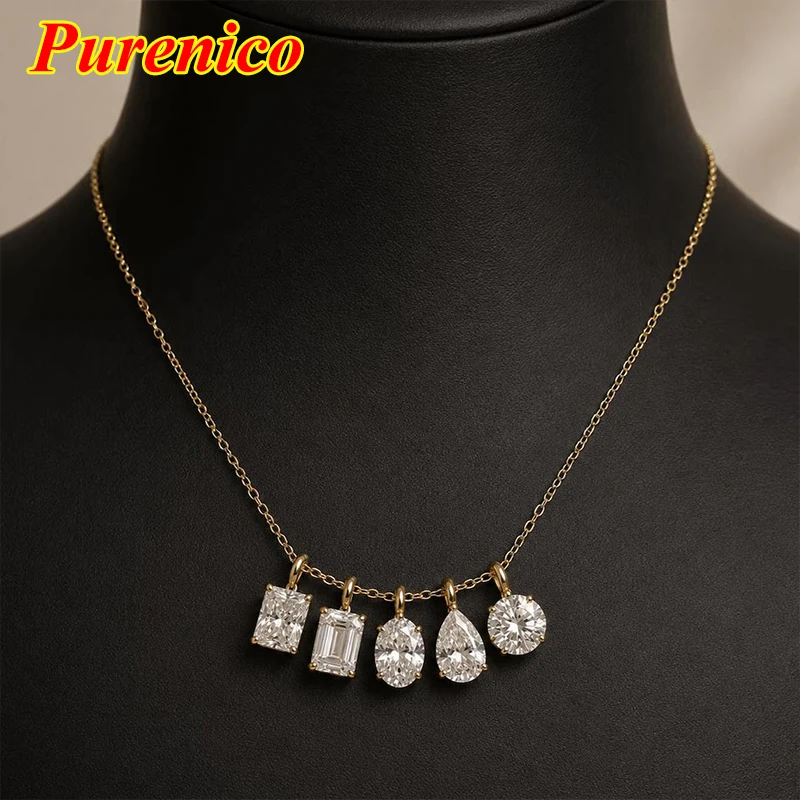 1-3ct Marquise Princess Emerald Pear Cut Women Moissanite Necklace Original 925 Sterling Silver Moissanite Diamond Jewelry Daily 1-3ct Marquise Princess Emerald Pear Cut Women Moissanite Necklace Original 925 Sterling Silver Moissanite Diamond Jewelry Daily