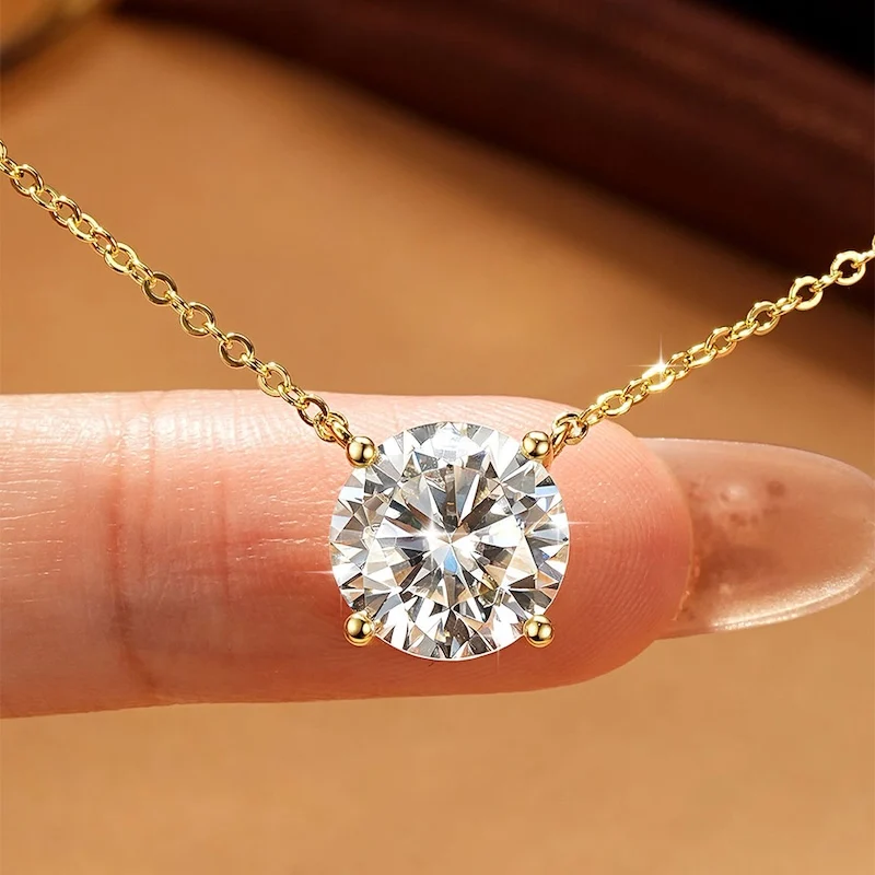 Rrjzz Solitaire D Color 4MM-11MM Moissanite Pendant Necklace for Women Certified Round Lab Imitation Diamond Necklaces Jewelry Rrjzz Solitaire D Color 4MM-11MM Moissanite Pendant Necklace for Women Certified Round Lab Imitation Diamond Necklaces Jewelry