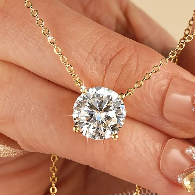 Rrjzz Solitaire D Color 4MM-11MM Moissanite Pendant Necklace for Women Certified Round Lab Imitation Diamond Necklaces Jewelry Rrjzz Solitaire D Color 4MM-11MM Moissanite Pendant Necklace for Women Certified Round Lab Imitation Diamond Necklaces Jewelry