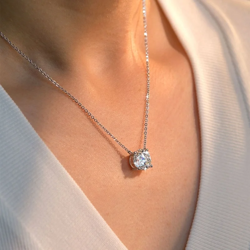 Rrjzz Solitaire D Color 4MM-11MM Moissanite Pendant Necklace for Women Certified Round Lab Imitation Diamond Necklaces Jewelry Rrjzz Solitaire D Color 4MM-11MM Moissanite Pendant Necklace for Women Certified Round Lab Imitation Diamond Necklaces Jewelry
