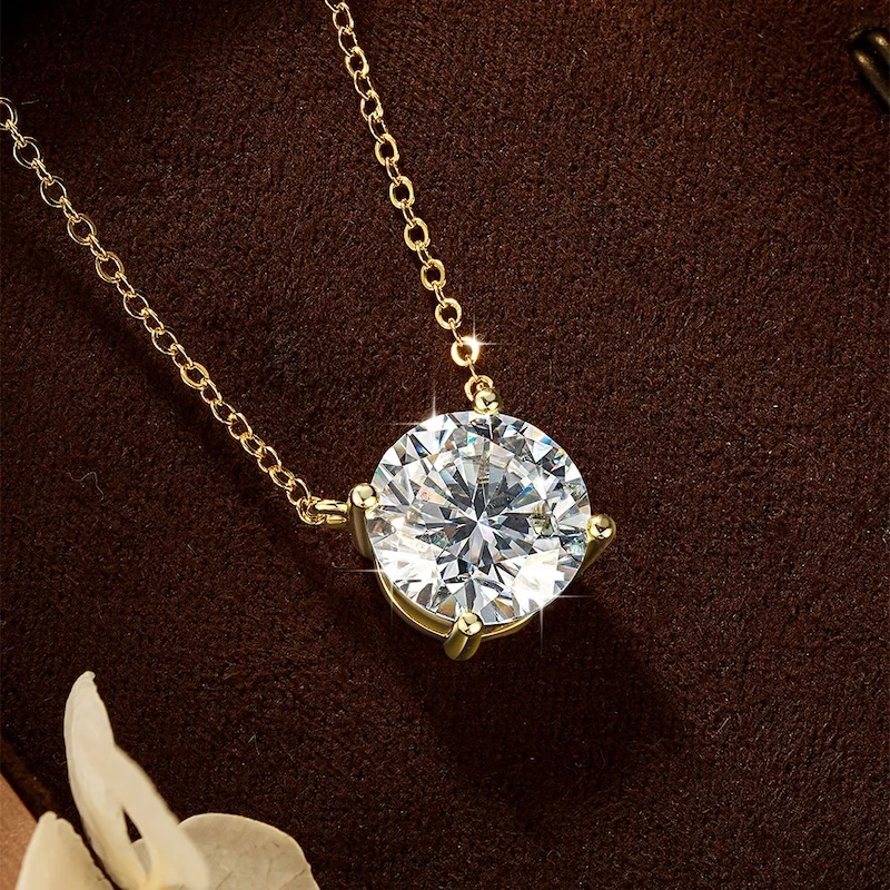 Rrjzz Solitaire D Color 4MM-11MM Moissanite Pendant Necklace for Women Certified Round Lab Imitation Diamond Necklaces Jewelry Rrjzz Solitaire D Color 4MM-11MM Moissanite Pendant Necklace for Women Certified Round Lab Imitation Diamond Necklaces Jewelry