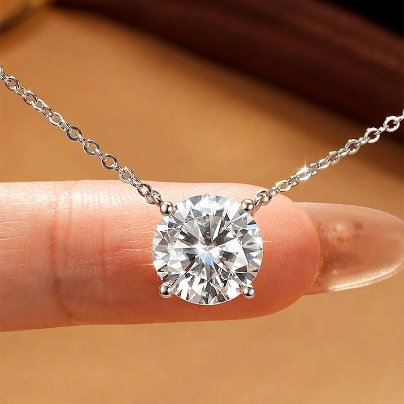 Rrjzz Solitaire D Color 4MM-11MM Moissanite Pendant Necklace for Women Certified Round Lab Imitation Diamond Necklaces Jewelry Rrjzz Solitaire D Color 4MM-11MM Moissanite Pendant Necklace for Women Certified Round Lab Imitation Diamond Necklaces Jewelry
