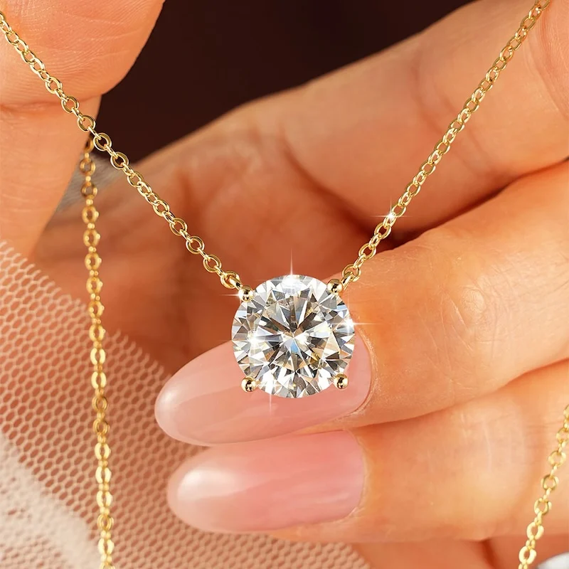 Rrjzz Solitaire D Color 4MM-11MM Moissanite Pendant Necklace for Women Certified Round Lab Imitation Diamond Necklaces Jewelry Rrjzz Solitaire D Color 4MM-11MM Moissanite Pendant Necklace for Women Certified Round Lab Imitation Diamond Necklaces Jewelry
