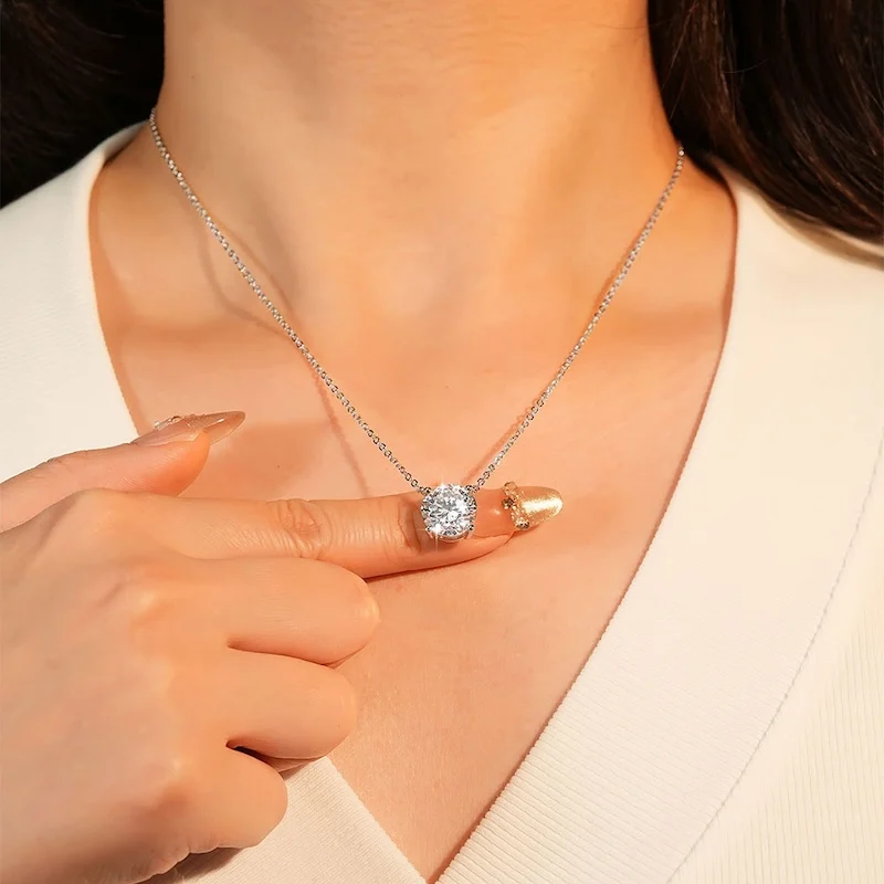 Rrjzz Solitaire D Color 4MM-11MM Moissanite Pendant Necklace for Women Certified Round Lab Imitation Diamond Necklaces Jewelry Rrjzz Solitaire D Color 4MM-11MM Moissanite Pendant Necklace for Women Certified Round Lab Imitation Diamond Necklaces Jewelry