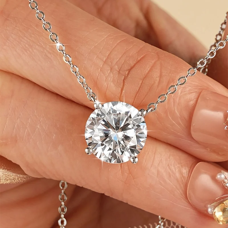 Rrjzz Solitaire D Color 4MM-11MM Moissanite Pendant Necklace for Women Certified Round Lab Imitation Diamond Necklaces Jewelry Rrjzz Solitaire D Color 4MM-11MM Moissanite Pendant Necklace for Women Certified Round Lab Imitation Diamond Necklaces Jewelry