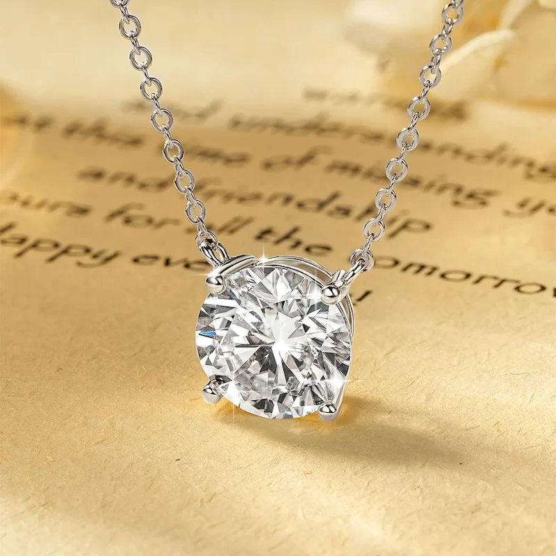 Rrjzz Solitaire D Color 4MM-11MM Moissanite Pendant Necklace for Women Certified Round Lab Imitation Diamond Necklaces Jewelry Rrjzz Solitaire D Color 4MM-11MM Moissanite Pendant Necklace for Women Certified Round Lab Imitation Diamond Necklaces Jewelry