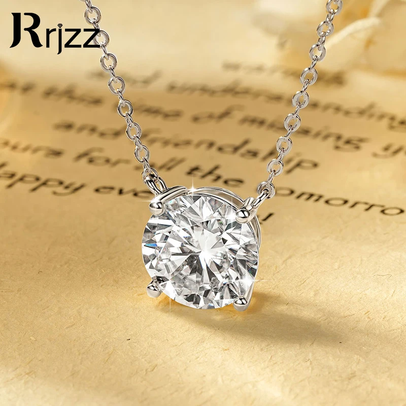Rrjzz Solitaire D Color 4MM-11MM Moissanite Pendant Necklace for Women Certified Round Lab Imitation Diamond Necklaces Jewelry Rrjzz Solitaire D Color 4MM-11MM Moissanite Pendant Necklace for Women Certified Round Lab Imitation Diamond Necklaces Jewelry