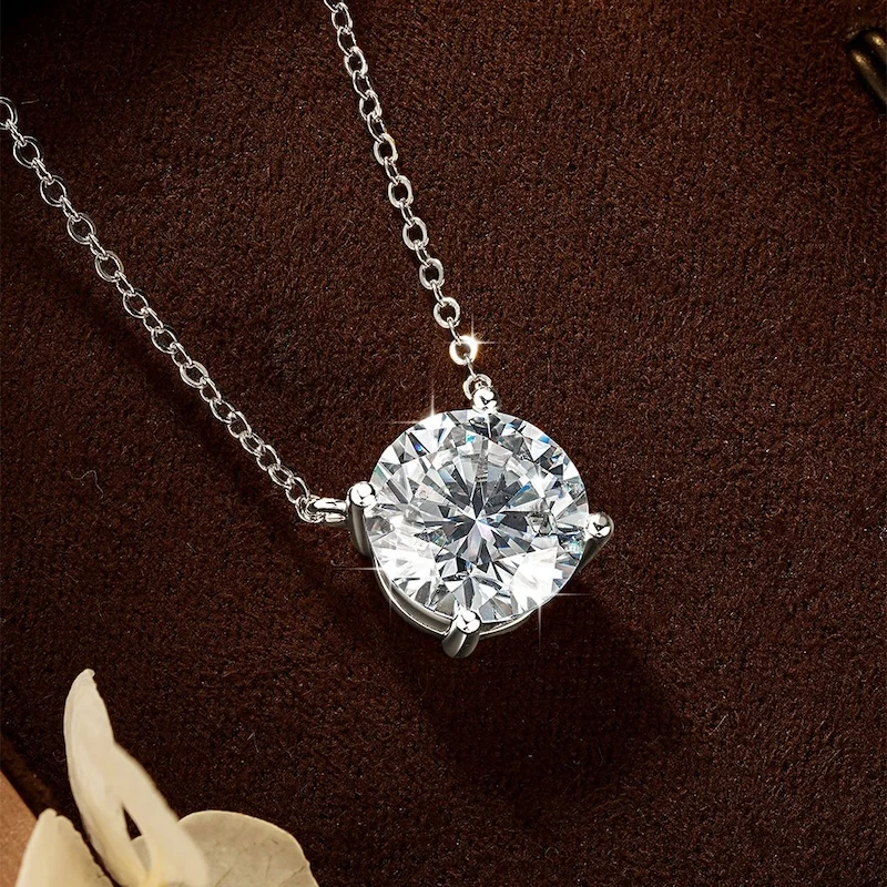Rrjzz Solitaire D Color 4MM-11MM Moissanite Pendant Necklace for Women Certified Round Lab Imitation Diamond Necklaces Jewelry Rrjzz Solitaire D Color 4MM-11MM Moissanite Pendant Necklace for Women Certified Round Lab Imitation Diamond Necklaces Jewelry