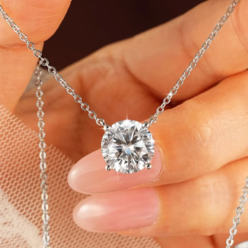 Rrjzz Solitaire D Color 4MM-11MM Moissanite Pendant Necklace for Women Certified Round Lab Imitation Diamond Necklaces Jewelry Rrjzz Solitaire D Color 4MM-11MM Moissanite Pendant Necklace for Women Certified Round Lab Imitation Diamond Necklaces Jewelry