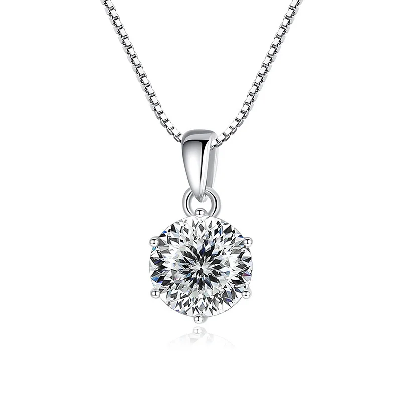 Butterflykiss 1 CT Real Moissanite Pendant Necklace For Women Top Quality 925 Sterling Silver Wedding Party Bridal Fine Jewelry