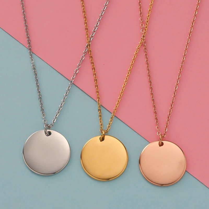 Fnixtar 10pcs Stainless Steel Necklace Round Disc Circle Pendant 6-30mm For Women Adjustable Clavicle Necklace Wedding Jewelry Fnixtar 10pcs Stainless Steel Necklace Round Disc Circle Pendant 6-30mm For Women Adjustable Clavicle Necklace Wedding Jewelry