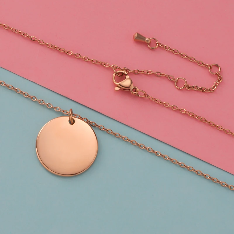 Fnixtar 10pcs Stainless Steel Necklace Round Disc Circle Pendant 6-30mm For Women Adjustable Clavicle Necklace Wedding Jewelry Fnixtar 10pcs Stainless Steel Necklace Round Disc Circle Pendant 6-30mm For Women Adjustable Clavicle Necklace Wedding Jewelry