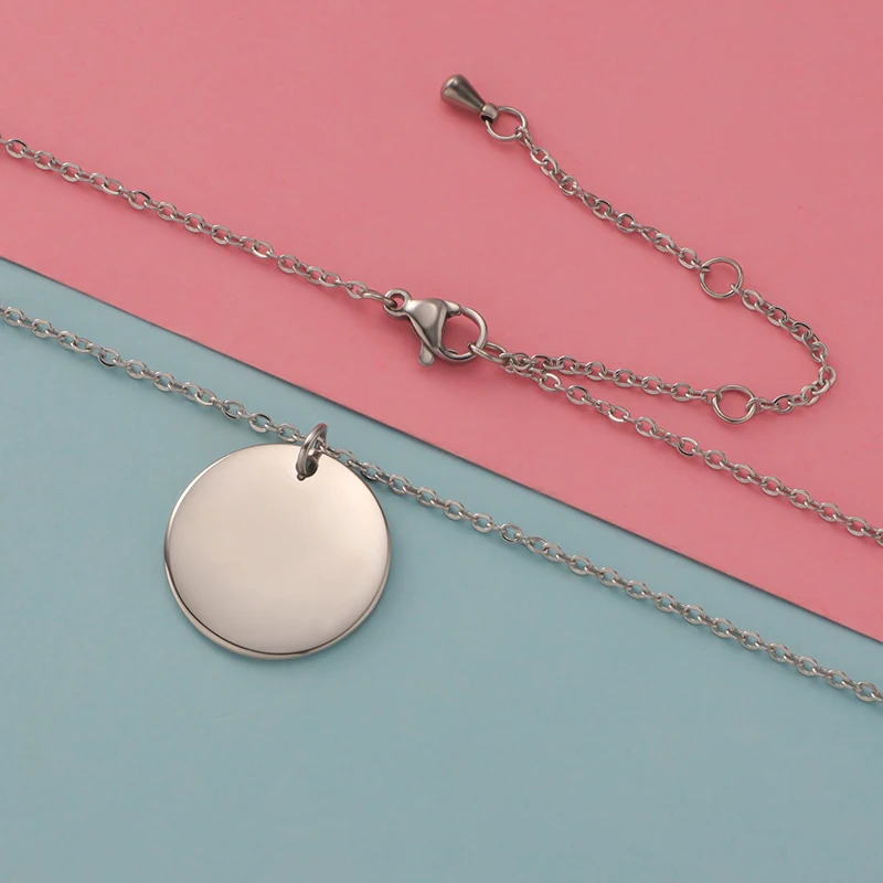 Fnixtar 10pcs Stainless Steel Necklace Round Disc Circle Pendant 6-30mm For Women Adjustable Clavicle Necklace Wedding Jewelry Fnixtar 10pcs Stainless Steel Necklace Round Disc Circle Pendant 6-30mm For Women Adjustable Clavicle Necklace Wedding Jewelry