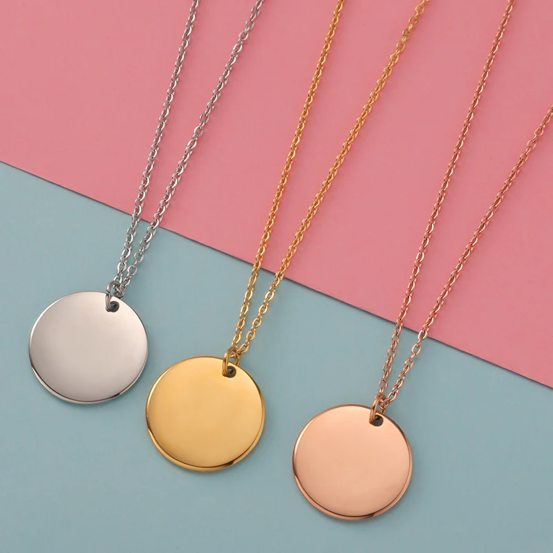 Fnixtar 10pcs Stainless Steel Necklace Round Disc Circle Pendant 6-30mm For Women Adjustable Clavicle Necklace Wedding Jewelry Fnixtar 10pcs Stainless Steel Necklace Round Disc Circle Pendant 6-30mm For Women Adjustable Clavicle Necklace Wedding Jewelry