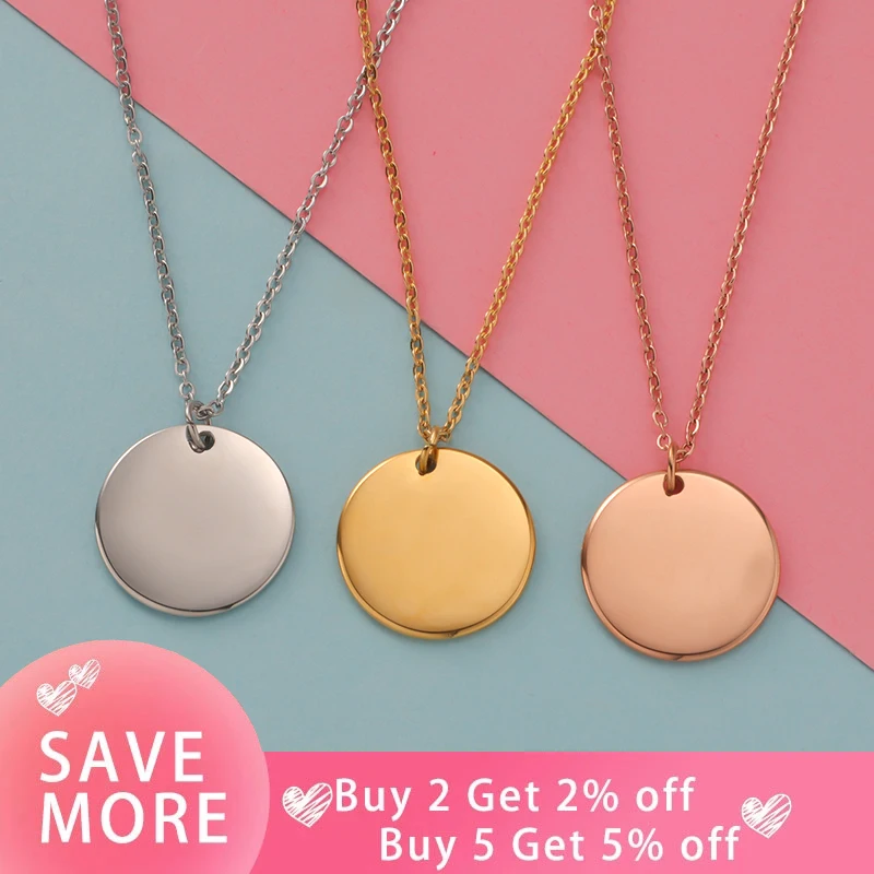 Fnixtar 10pcs Stainless Steel Necklace Round Disc Circle Pendant 6-30mm For Women Adjustable Clavicle Necklace Wedding Jewelry Fnixtar 10pcs Stainless Steel Necklace Round Disc Circle Pendant 6-30mm For Women Adjustable Clavicle Necklace Wedding Jewelry