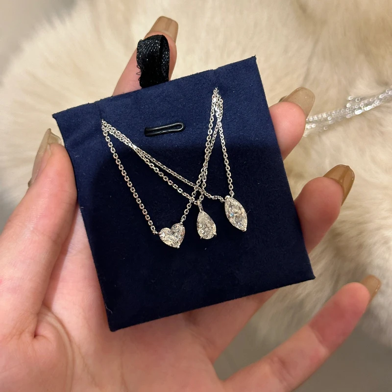 【1-5ct 10 Shapes 2 styles】Moissanite Necklace Chain925 Sterling Silver Jewelry Moissanite Diamond Chain Necklace for Women 【1-5ct 10 Shapes 2 styles】Moissanite Necklace Chain925 Sterling Silver Jewelry Moissanite Diamond Chain Necklace for Women