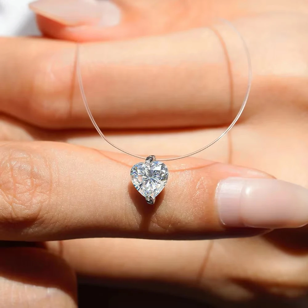 【1-5ct 10 Shapes 2 styles】Moissanite Necklace Chain925 Sterling Silver Jewelry Moissanite Diamond Chain Necklace for Women 【1-5ct 10 Shapes 2 styles】Moissanite Necklace Chain925 Sterling Silver Jewelry Moissanite Diamond Chain Necklace for Women