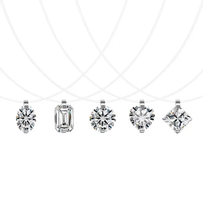 【1-5ct 10 Shapes 2 styles】Moissanite Necklace Chain925 Sterling Silver Jewelry Moissanite Diamond Chain Necklace for Women 【1-5ct 10 Shapes 2 styles】Moissanite Necklace Chain925 Sterling Silver Jewelry Moissanite Diamond Chain Necklace for Women