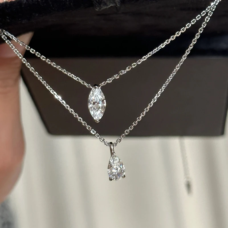【1-5ct 10 Shapes 2 styles】Moissanite Necklace Chain925 Sterling Silver Jewelry Moissanite Diamond Chain Necklace for Women 【1-5ct 10 Shapes 2 styles】Moissanite Necklace Chain925 Sterling Silver Jewelry Moissanite Diamond Chain Necklace for Women