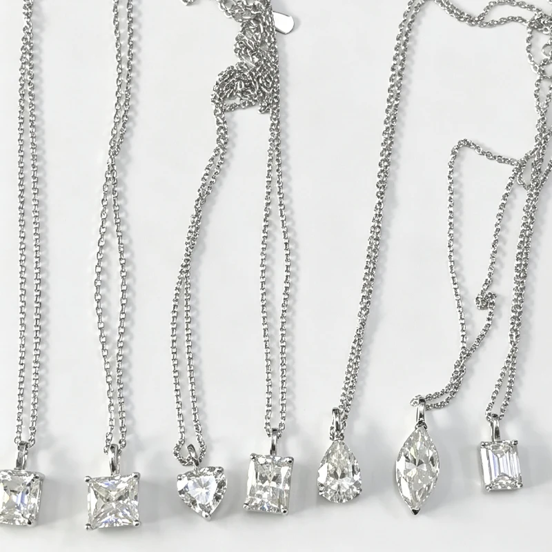 【1-5ct 10 Shapes 2 styles】Moissanite Necklace Chain925 Sterling Silver Jewelry Moissanite Diamond Chain Necklace for Women 【1-5ct 10 Shapes 2 styles】Moissanite Necklace Chain925 Sterling Silver Jewelry Moissanite Diamond Chain Necklace for Women