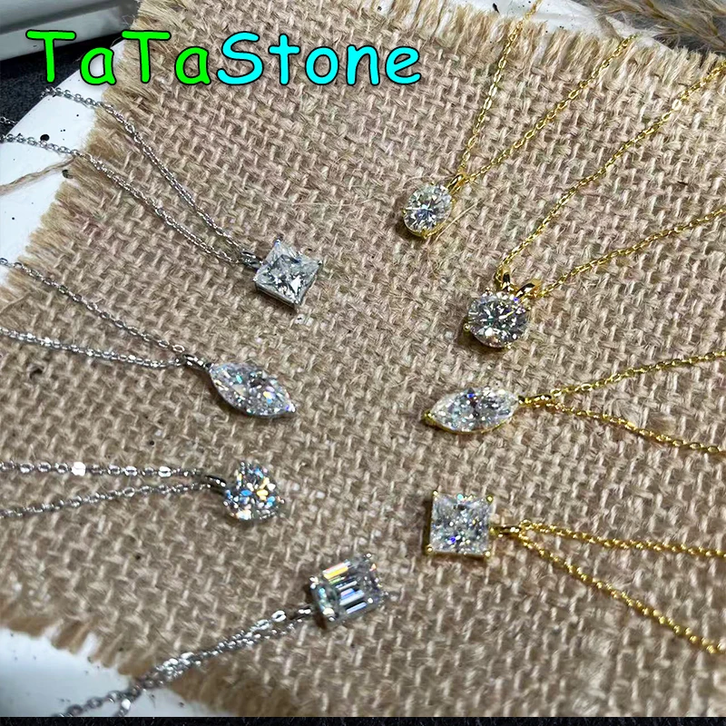 【1-5ct 10 Shapes 2 styles】Moissanite Necklace Chain925 Sterling Silver Jewelry Moissanite Diamond Chain Necklace for Women 【1-5ct 10 Shapes 2 styles】Moissanite Necklace Chain925 Sterling Silver Jewelry Moissanite Diamond Chain Necklace for Women