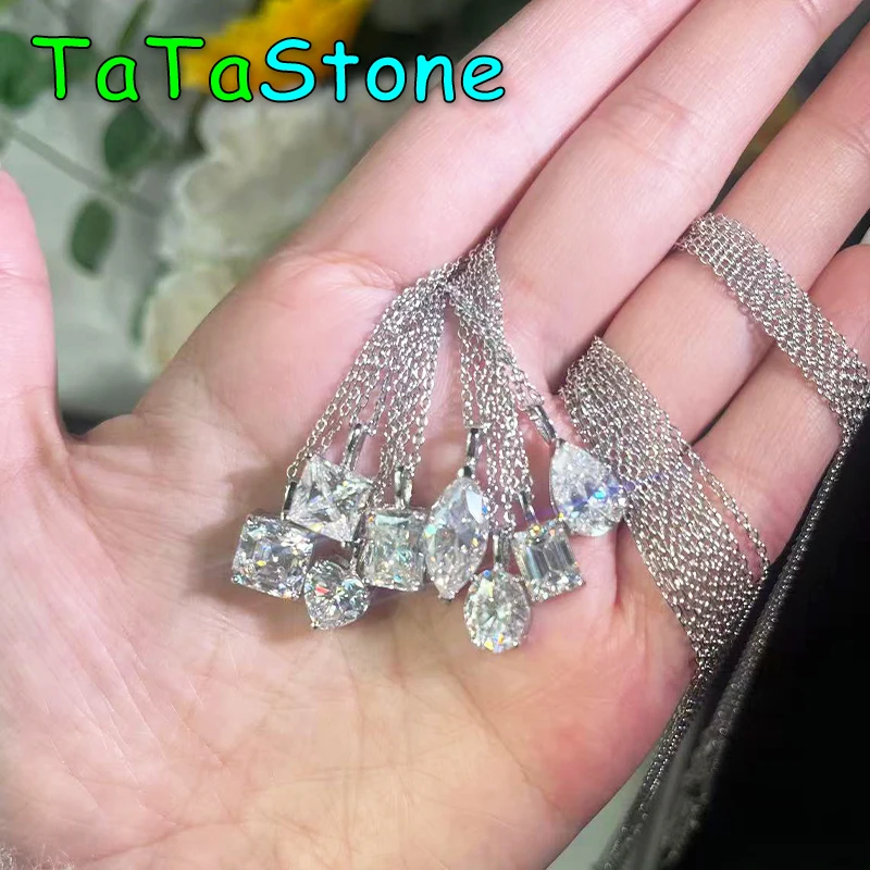 【1-5ct 10 Shapes 2 styles】Moissanite Necklace Chain925 Sterling Silver Jewelry Moissanite Diamond Chain Necklace for Women 【1-5ct 10 Shapes 2 styles】Moissanite Necklace Chain925 Sterling Silver Jewelry Moissanite Diamond Chain Necklace for Women