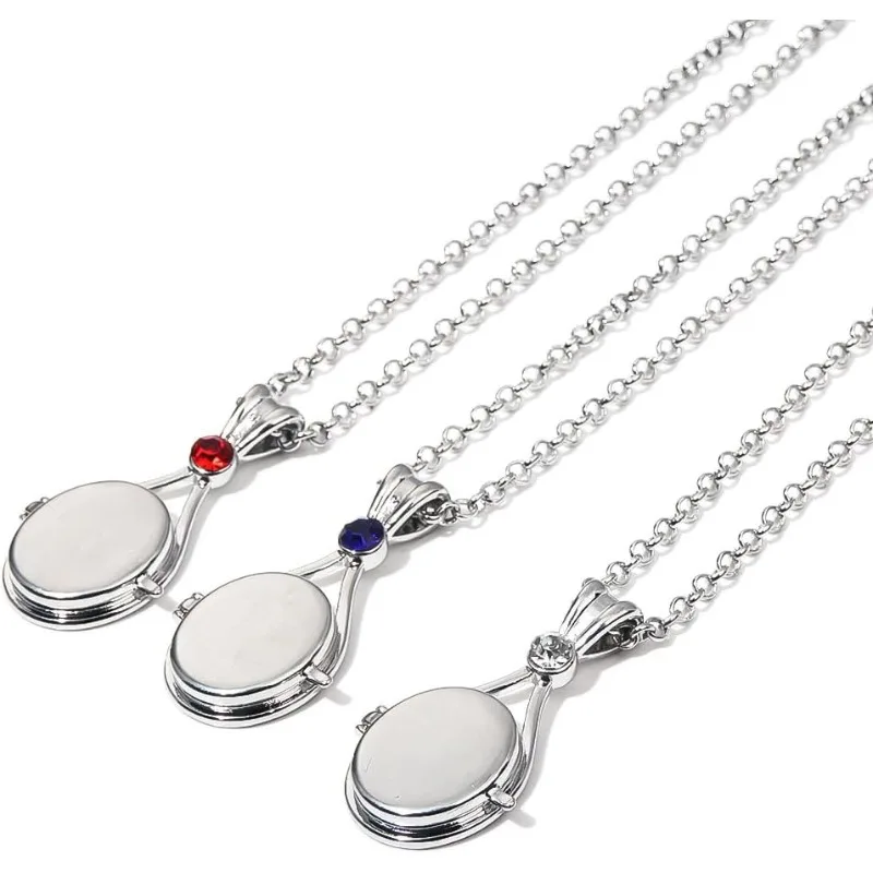 Mermaid Locket Necklace Silver Stainless Steel H2O Medallion Mermaid Pendant Jewellery Necklaces Set of 3 Types for Women Girls