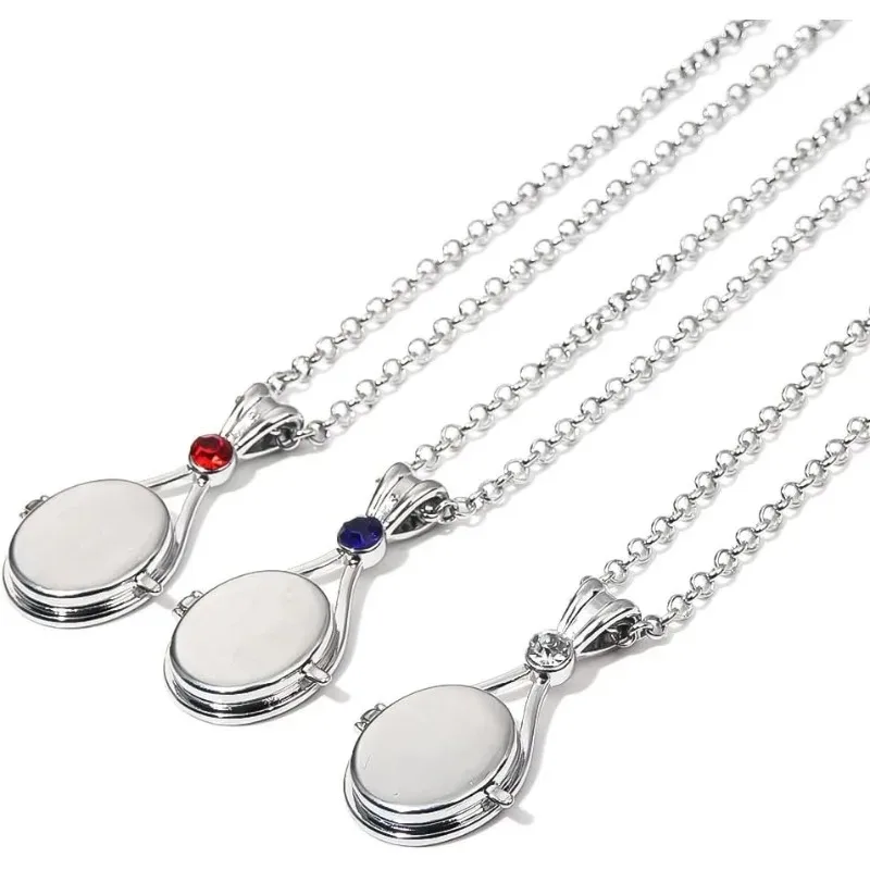 Mermaid Locket Necklace Silver Stainless Steel H2O Medallion Mermaid Pendant Jewellery Necklaces Set of 3 Types for Women Girls