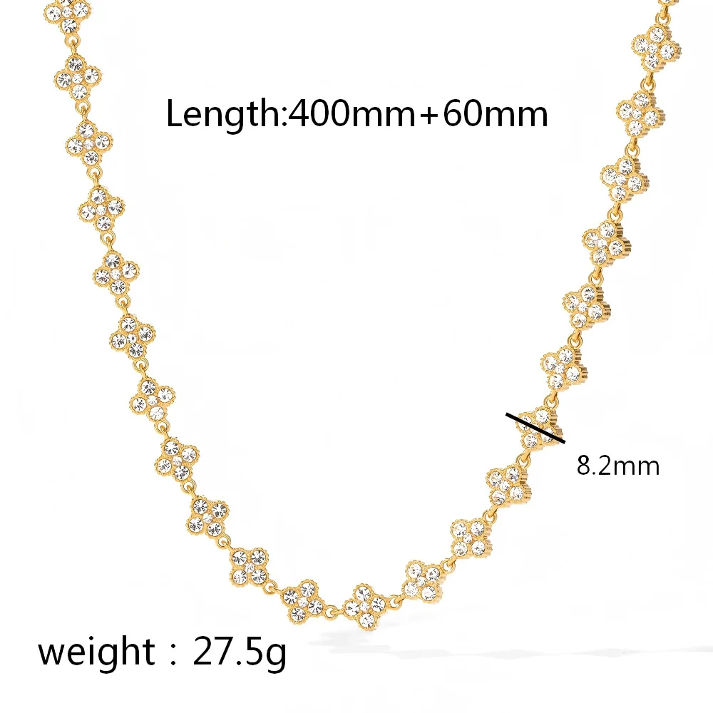 Colorful Flower Zircon Inlaid 18K Gold Plated Minimalist Charm Necklace for Women 316L Stainless Steel Jewelry Gift